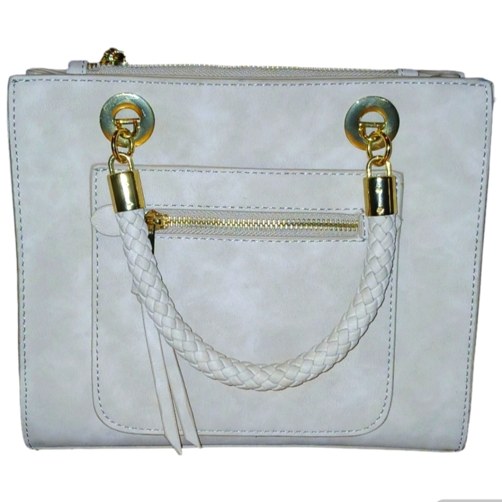 Charlie Jade Cream Satchel with Gold Details